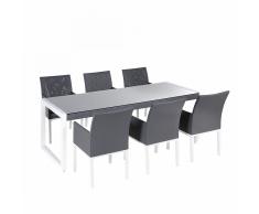 Set di tavolo e 6 sedie da giardino in alluminio grigio BACOLI