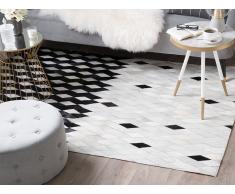 Tappeto in pelle bianco / nero 140 x 200 cm MALDAN