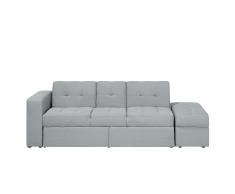 Divano letto grigio chiaro con cassetti e ottomano contenitore FALSTER