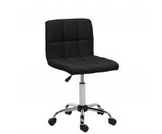 Sedia sgabello con rotelle in tessuto nero MARION