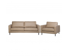 Set soggiorno in tessuto beige imitazione pelle SAVALEN