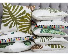 Cuscino decorativo in cotone a foglie di palma 45 x 45 cm verde