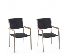 Sedia da giardino in rattan set di 2 acciaio inossidabile GROSSETO
