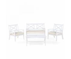 Set da giardino in legno bianco con cuscini beige BALTIC