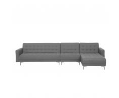 Divano letto angolare XXL in tessuto grigio chiaro sinistro ABERDEEN