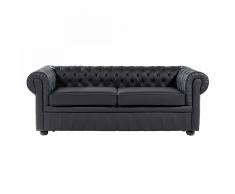 Divano 3 posti in pelle nera CHESTERFIELD