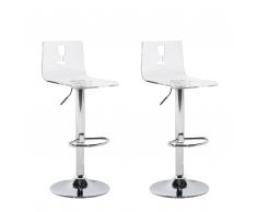 Set di 2 sgabelli da bar in plastica trasparente color bianco BUSAN