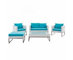 Set da giardino in rattan bianco CREMA