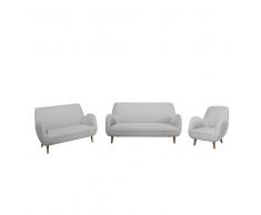 Set soggiorno moderno da 6 posti in tessuto grigio chiaro KOUKI
