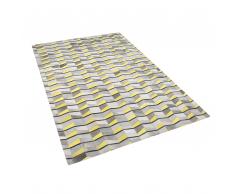 Tappeto in pelle grigio / giallo 140 x 200 cm BELOREN