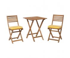Set da giardino in legno marrone cuscini gialli FIJI