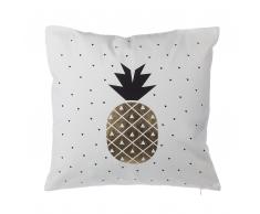 Cuscino decorativo motivo ananas 45 x 45 cm nero/oro