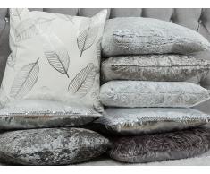 Cuscino decorativo a foglie 45 x 45 cm bianco/argento