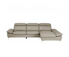 Divano angolare in pelle beige-talpa FARILA