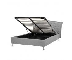 Letto matrimoniale in tessuto grigio con contenitore 140x200cm - METZ