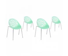 Set di 4 sedie da pranzo in metallo e plastica verde MUMFORD