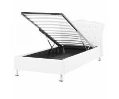 Letto singolo con contenitore in pelle sintetica bianca 90x200cm METZ