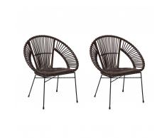 Set di 2 sedie in rattan marrone SARITA