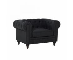 Poltrona vintage in tessuto grigio scuro grafite CHESTERFIELD
