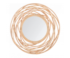 Specchio da muro in rattan color beige ø 75 cm BURGIS