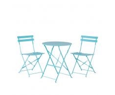 Set di 2 sedie e tavolino da caffè in alluminio azzurro FIORI