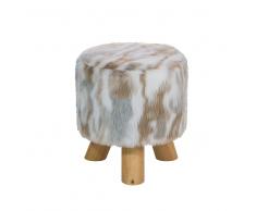 Sgabello poggiapiedi ottomano in pelle marrone beige - TEXAS