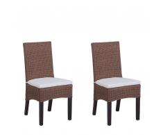 Set di 2 sedie in rattan marrone con cuscino ANDES