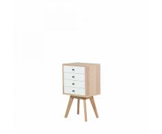 Cassettiera in legno marrone e bianco con 4 cassetti - PHOENIX