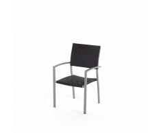 Sedia da giardino in alluminio grigio e rattan TORINO