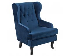 Poltrona in tessuto vellutato blu scuro ALTA