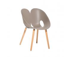 Sedia grigia - Sedia da pranzo - Sedia in plastica e legno - MEMPHIS