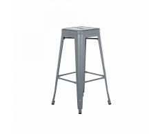 Sgabello da bar in metallo argento - Sgabello design da cucina - 76cm - CABRILLO