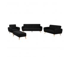 Set da soggiorno a 6 posti con poggiapiedi color nero FLORLI
