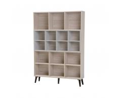 Scaffale a 5 mensole in naturale color legno e grigio ALLOA