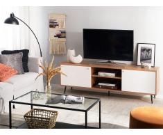 plastica HxLxP:36x120x39 cm Carta 3 Scomparti Portaoggetti Truciolato Relaxdays Mobile Basso da Salotto Bianco Mobiletto Porta TV 36 x 120 x 39 cm