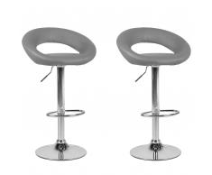 Sgabello da bar in ecopelle grigio regolabile in altezza set di 2 pezzi PEORIA