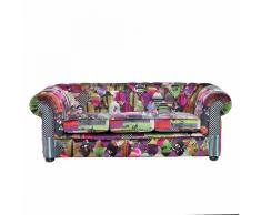 Divano 3 posti in tessuto multicolore viola CHESTERFIELD