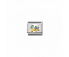 Nomination LINK COMPOSABLE CLASSIC PASSEGGINO CELESTE COLLEZIONE COMPOSABLE Link in Acciaio con simbolo in Smalto e Oro 750