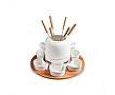 Fade - Set fonduta in porcellana con base in legno chiaro