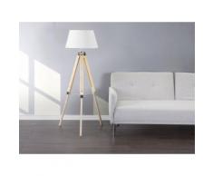Lampada da pavimento in legno - Marrone chiaro e paraluce bianco - MADEIRA