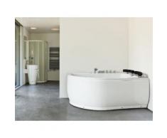 Vasca da bagno angolare bianca con idromassaggio e LED - Versione sinistra - PARADISO