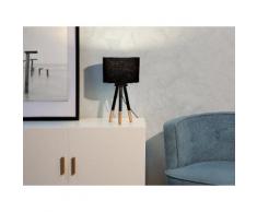 Lampada da tavolo moderna a forma di treppiede in legno nero - TOBOL