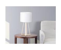 Lampada da tavolo in legno con paraluce bianco - KORANA