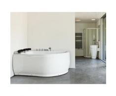 Vasca da bagno angolare bianca con idromassaggio e LED - Versione destra - PARADISO