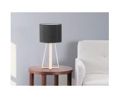 Lampada da tavolo in legno con paraluce nero - KORANA