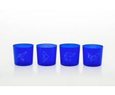 "4 Bicchieri vetro Origami set 2"