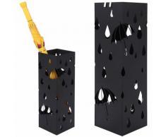 Portaombrelli in Ferro Design BAKAJI1B Quadrato Stand Nero Vaschetta Salvagoccia