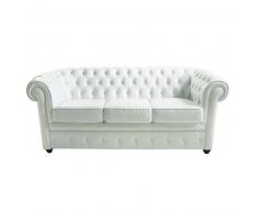 Maisons du monde Divano imbottito in cuoio bianco 3 posti Chesterfield