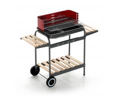 Caesaroo BARBECUE CARBONELLA PARAVENTO RUOTE ACCIAIO GRIGLIA MANIGLIE REMOVIBILI