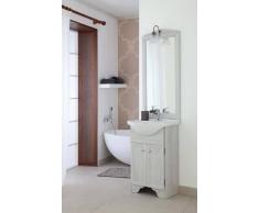 Feridras-Fr Mobile Bagno a terra Arte Povera Feridras 56 cm color Bianco Shabby con specchio e lampada